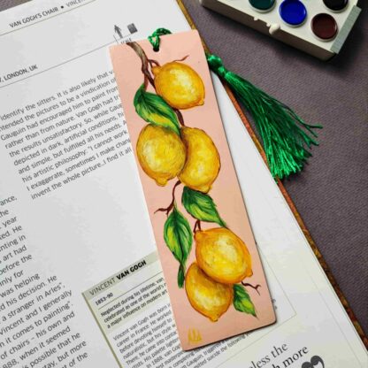 Semn de carte din piele cu lămâi